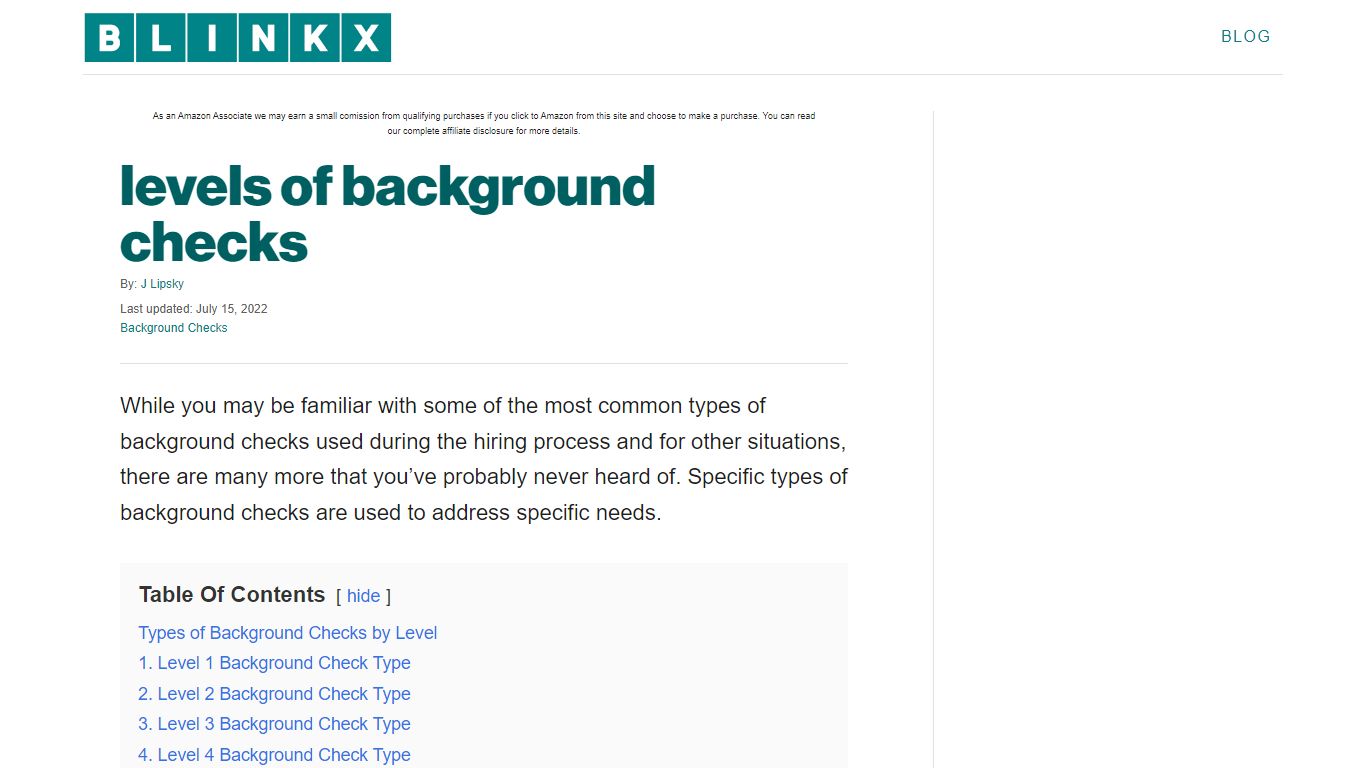 levels of background checks - Blinkx